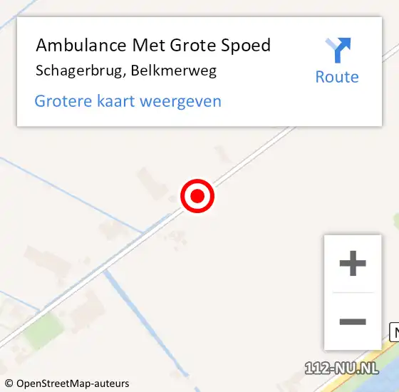 Locatie op kaart van de 112 melding: Ambulance Met Grote Spoed Naar Schagerbrug, Belkmerweg op 9 mei 2024 08:48