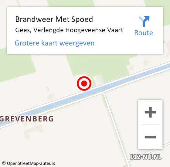 Locatie op kaart van de 112 melding: Brandweer Met Spoed Naar Gees, Verlengde Hoogeveense Vaart op 9 mei 2024 08:56