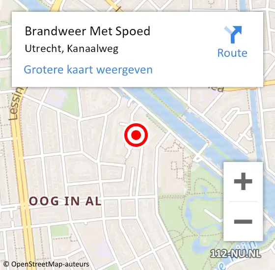 Locatie op kaart van de 112 melding: Brandweer Met Spoed Naar Utrecht, Kanaalweg op 9 mei 2024 09:06