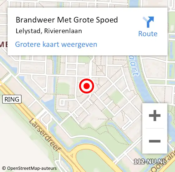 Locatie op kaart van de 112 melding: Brandweer Met Grote Spoed Naar Lelystad, Rivierenlaan op 9 mei 2024 09:29