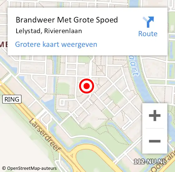 Locatie op kaart van de 112 melding: Brandweer Met Grote Spoed Naar Lelystad, Rivierenlaan op 9 mei 2024 09:32