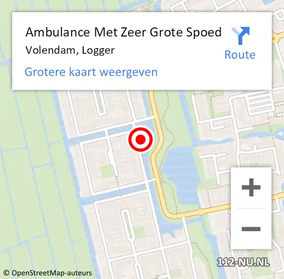 Locatie op kaart van de 112 melding: Ambulance Met Zeer Grote Spoed Naar Volendam, Logger op 9 mei 2024 09:32