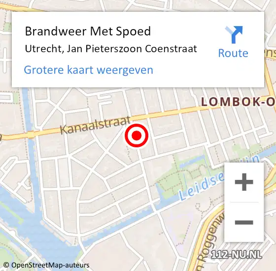 Locatie op kaart van de 112 melding: Brandweer Met Spoed Naar Utrecht, Jan Pieterszoon Coenstraat op 9 mei 2024 09:35