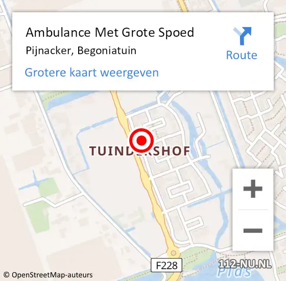 Locatie op kaart van de 112 melding: Ambulance Met Grote Spoed Naar Pijnacker, Begoniatuin op 9 mei 2024 09:35