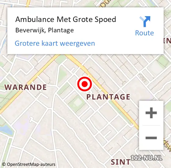 Locatie op kaart van de 112 melding: Ambulance Met Grote Spoed Naar Beverwijk, Plantage op 9 mei 2024 09:36