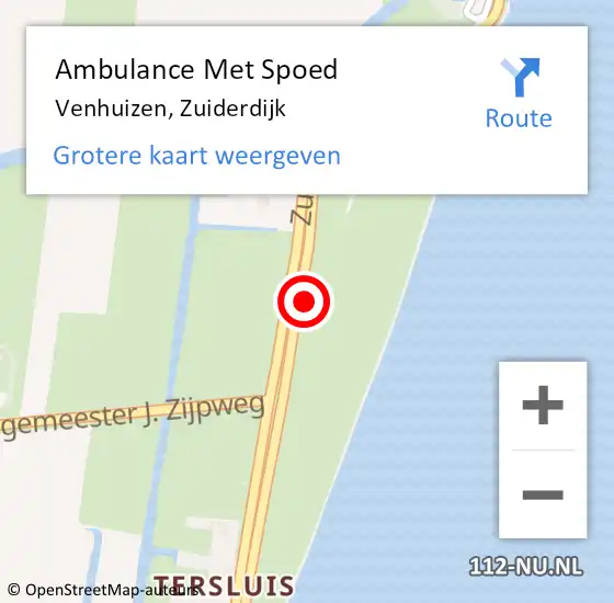 Locatie op kaart van de 112 melding: Ambulance Met Spoed Naar Venhuizen, Zuiderdijk op 9 mei 2024 09:56