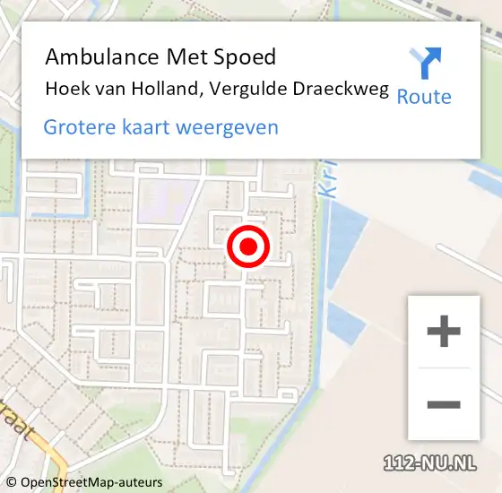 Locatie op kaart van de 112 melding: Ambulance Met Spoed Naar Hoek van Holland, Vergulde Draeckweg op 9 mei 2024 10:18