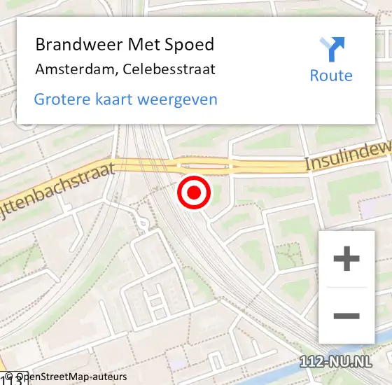 Locatie op kaart van de 112 melding: Brandweer Met Spoed Naar Amsterdam, Celebesstraat op 9 mei 2024 10:26