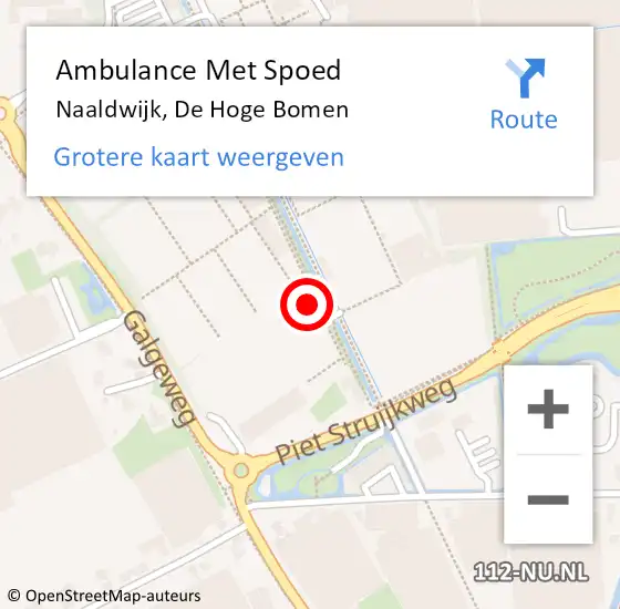 Locatie op kaart van de 112 melding: Ambulance Met Spoed Naar Naaldwijk, De Hoge Bomen op 9 mei 2024 10:36