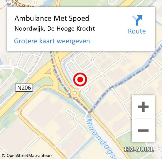 Locatie op kaart van de 112 melding: Ambulance Met Spoed Naar Noordwijk, De Hooge Krocht op 9 mei 2024 10:43