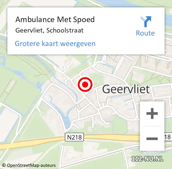 Locatie op kaart van de 112 melding: Ambulance Met Spoed Naar Geervliet, Schoolstraat op 9 mei 2024 11:10