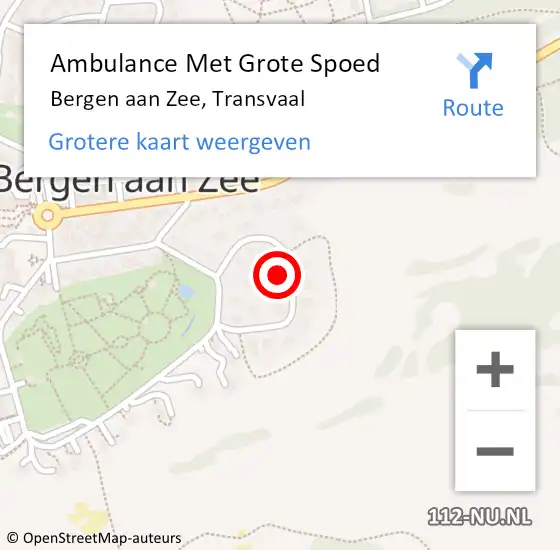 Locatie op kaart van de 112 melding: Ambulance Met Grote Spoed Naar Bergen aan Zee, Transvaal op 9 mei 2024 11:14