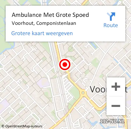 Locatie op kaart van de 112 melding: Ambulance Met Grote Spoed Naar Voorhout, Componistenlaan op 9 mei 2024 11:40