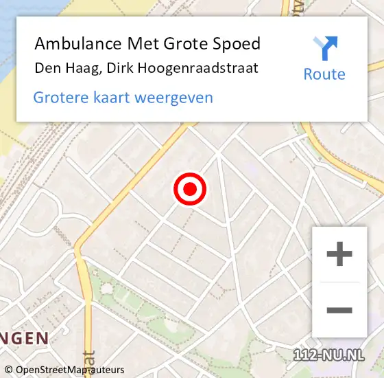 Locatie op kaart van de 112 melding: Ambulance Met Grote Spoed Naar Den Haag, Dirk Hoogenraadstraat op 9 mei 2024 11:41