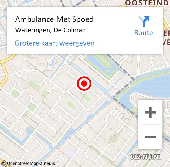 Locatie op kaart van de 112 melding: Ambulance Met Spoed Naar Wateringen, De Colman op 9 mei 2024 11:44