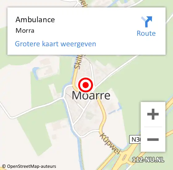 Locatie op kaart van de 112 melding: Ambulance Morra op 9 mei 2024 11:58
