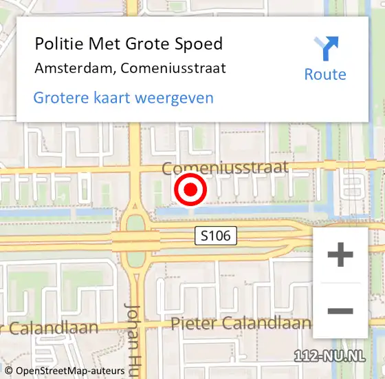 Locatie op kaart van de 112 melding: Politie Met Grote Spoed Naar Amsterdam, Comeniusstraat op 9 mei 2024 12:07