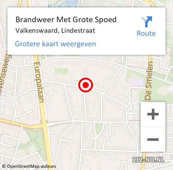 Locatie op kaart van de 112 melding: Brandweer Met Grote Spoed Naar Valkenswaard, Lindestraat op 9 mei 2024 12:30