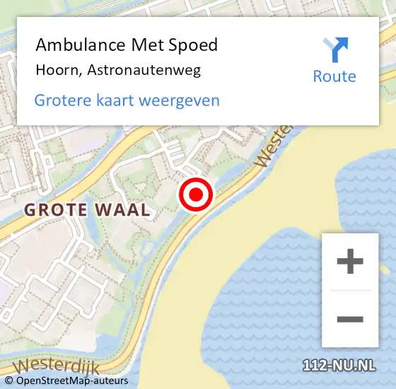 Locatie op kaart van de 112 melding: Ambulance Met Spoed Naar Hoorn, Astronautenweg op 9 mei 2024 12:43