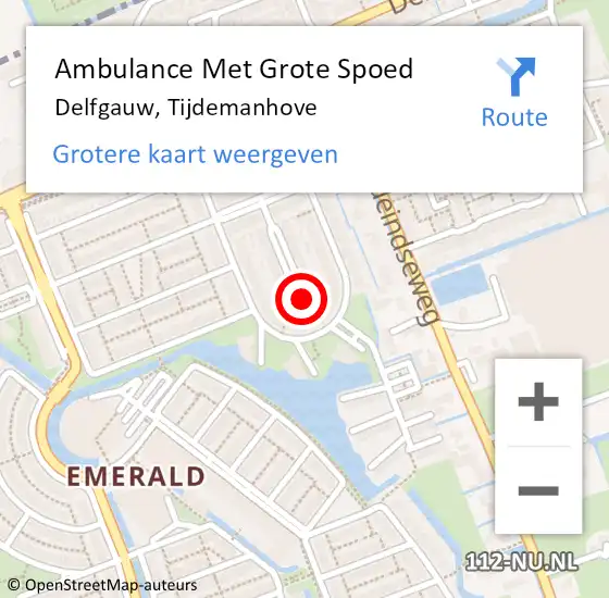 Locatie op kaart van de 112 melding: Ambulance Met Grote Spoed Naar Delfgauw, Tijdemanhove op 9 mei 2024 12:44