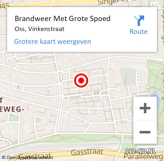 Locatie op kaart van de 112 melding: Brandweer Met Grote Spoed Naar Oss, Vinkenstraat op 9 mei 2024 12:47