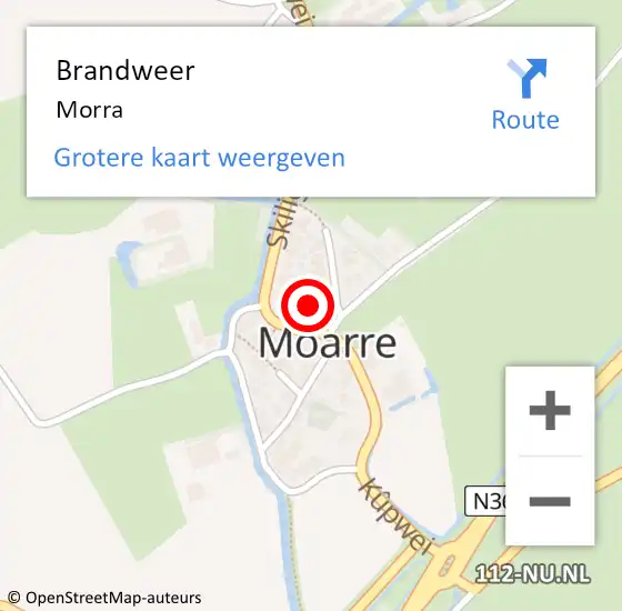 Locatie op kaart van de 112 melding: Brandweer Morra op 9 mei 2024 12:58