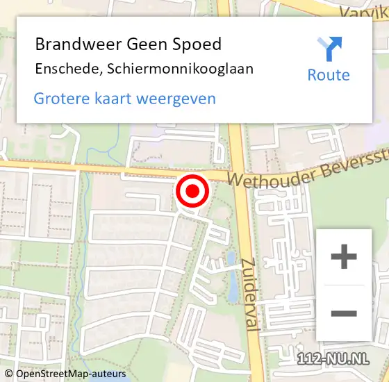 Locatie op kaart van de 112 melding: Brandweer Geen Spoed Naar Enschede, Schiermonnikooglaan op 9 mei 2024 13:00