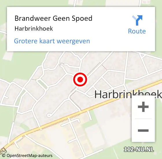 Locatie op kaart van de 112 melding: Brandweer Geen Spoed Naar Harbrinkhoek op 9 mei 2024 13:12