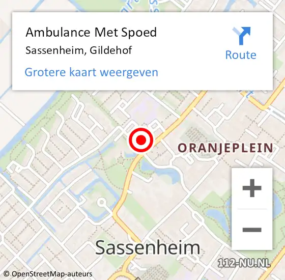 Locatie op kaart van de 112 melding: Ambulance Met Spoed Naar Sassenheim, Gildehof op 9 mei 2024 13:26