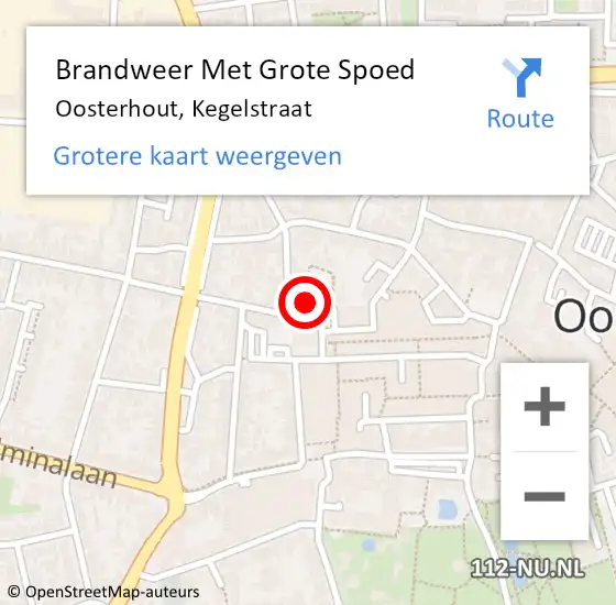 Locatie op kaart van de 112 melding: Brandweer Met Grote Spoed Naar Oosterhout, Kegelstraat op 9 mei 2024 13:29