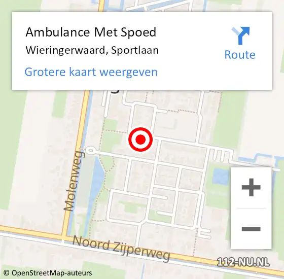 Locatie op kaart van de 112 melding: Ambulance Met Spoed Naar Wieringerwaard, Sportlaan op 9 mei 2024 13:37