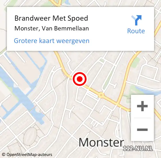 Locatie op kaart van de 112 melding: Brandweer Met Spoed Naar Monster, Van Bemmellaan op 9 mei 2024 13:49