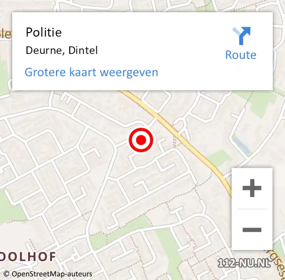 Locatie op kaart van de 112 melding: Politie Deurne, Dintel op 9 mei 2024 13:50