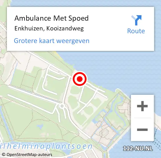Locatie op kaart van de 112 melding: Ambulance Met Spoed Naar Enkhuizen, Kooizandweg op 9 mei 2024 14:00