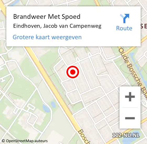 Locatie op kaart van de 112 melding: Brandweer Met Spoed Naar Eindhoven, Jacob van Campenweg op 9 mei 2024 14:09