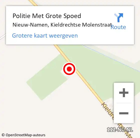 Locatie op kaart van de 112 melding: Politie Met Grote Spoed Naar Nieuw-Namen, Kieldrechtse Molenstraat op 9 mei 2024 14:13