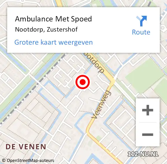 Locatie op kaart van de 112 melding: Ambulance Met Spoed Naar Nootdorp, Zustershof op 9 mei 2024 14:16