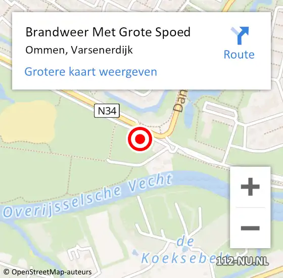 Locatie op kaart van de 112 melding: Brandweer Met Grote Spoed Naar Ommen, Varsenerdijk op 9 mei 2024 14:25