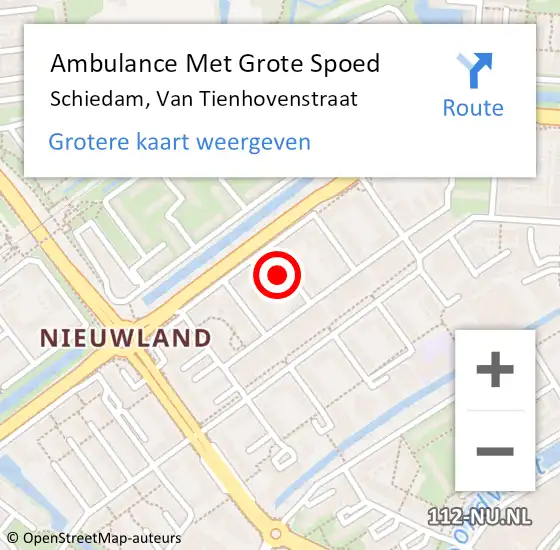 Locatie op kaart van de 112 melding: Ambulance Met Grote Spoed Naar Schiedam, Van Tienhovenstraat op 9 mei 2024 14:28