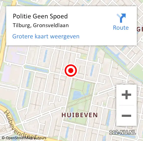 Locatie op kaart van de 112 melding: Politie Geen Spoed Naar Tilburg, Gronsveldlaan op 9 mei 2024 14:33