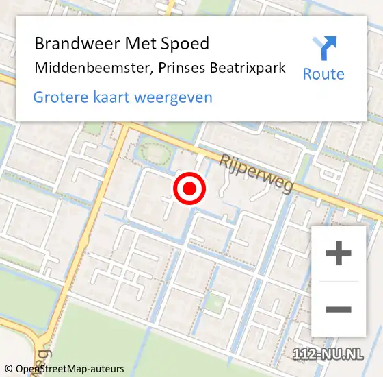 Locatie op kaart van de 112 melding: Brandweer Met Spoed Naar Middenbeemster, Prinses Beatrixpark op 9 mei 2024 14:50