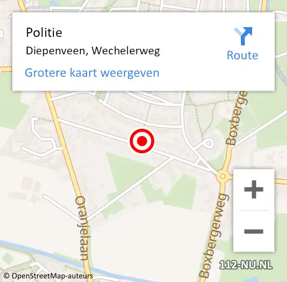 Locatie op kaart van de 112 melding: Politie Diepenveen, Wechelerweg op 9 mei 2024 14:57