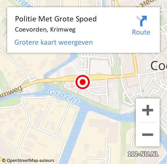Locatie op kaart van de 112 melding: Politie Met Grote Spoed Naar Coevorden, Krimweg op 9 mei 2024 15:00
