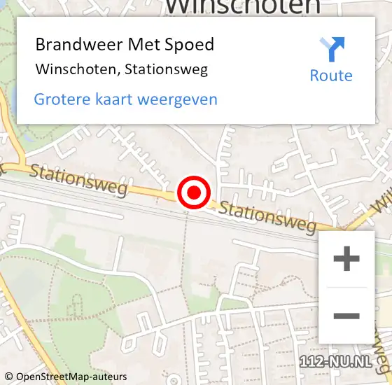 Locatie op kaart van de 112 melding: Brandweer Met Spoed Naar Winschoten, Stationsweg op 9 mei 2024 15:03