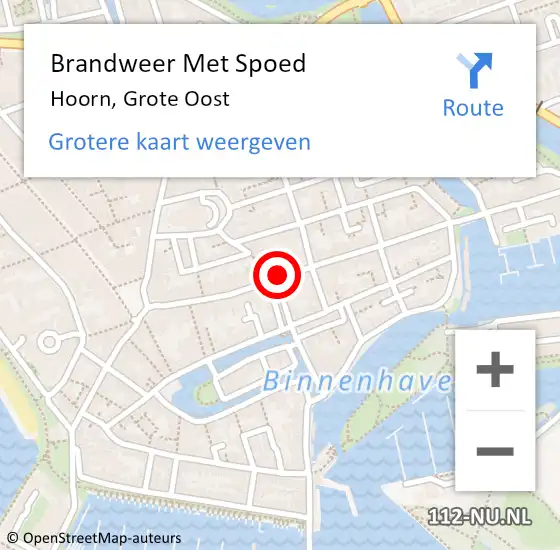 Locatie op kaart van de 112 melding: Brandweer Met Spoed Naar Hoorn, Grote Oost op 9 mei 2024 15:09