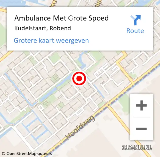 Locatie op kaart van de 112 melding: Ambulance Met Grote Spoed Naar Kudelstaart, Robend op 9 mei 2024 15:18