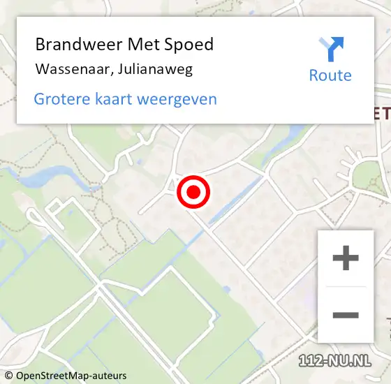 Locatie op kaart van de 112 melding: Brandweer Met Spoed Naar Wassenaar, Julianaweg op 9 mei 2024 15:37