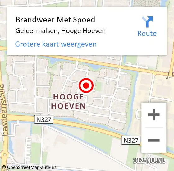 Locatie op kaart van de 112 melding: Brandweer Met Spoed Naar Geldermalsen, Hooge Hoeven op 9 mei 2024 15:37