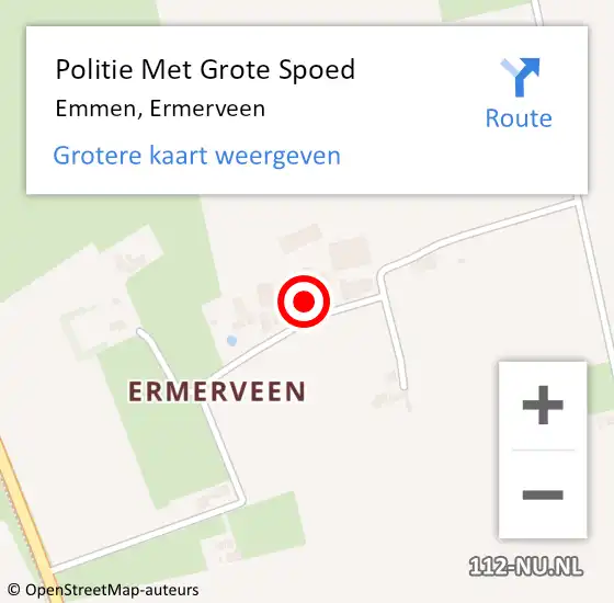 Locatie op kaart van de 112 melding: Politie Met Grote Spoed Naar Emmen, Ermerveen op 9 mei 2024 15:40