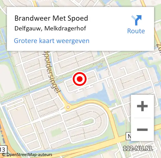 Locatie op kaart van de 112 melding: Brandweer Met Spoed Naar Delfgauw, Melkdragerhof op 9 mei 2024 15:46